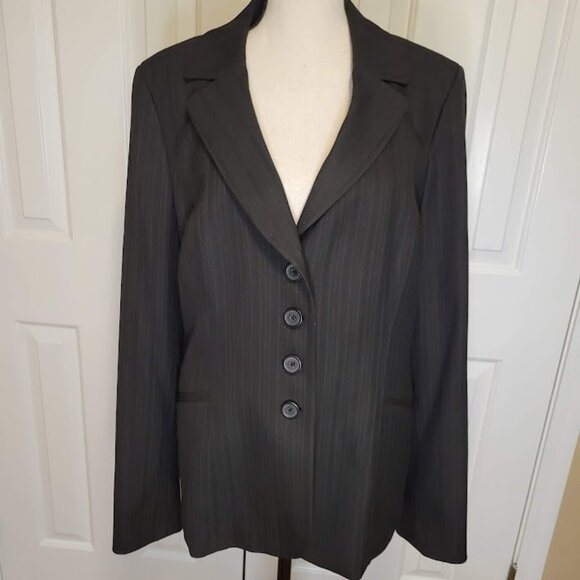 Semantiks Charcoal Gray Pinstripe Blazer Size 12 - Picture 1 of 5